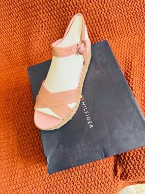 Tommy Hilfiger Coral Pink Espadrille Wedge Sandal